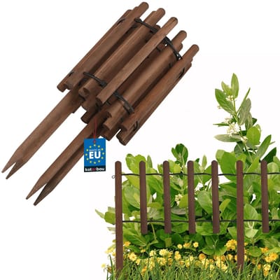 KOTARBAU® Bloembedrand, Rolborder, 185 x 55 cm, Bruin, Tuinafscheiding, Houten Tuinhek, Borderrand, Palissade, Schapenhek, Tuindecoratie