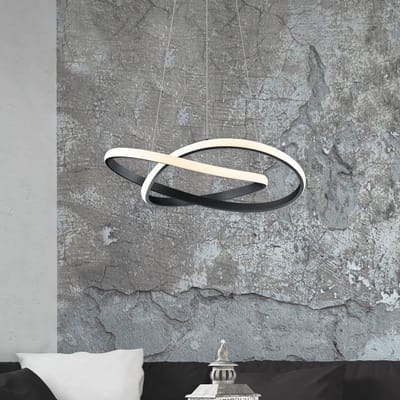 Reality Leuchten Course LED hanglamp, zwart, 3.000 K, Ø 60 cm, metaal