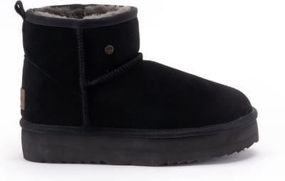Warmbat Wallaby Suede boot Plateau Dames Laarzen - Zwart