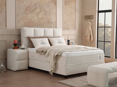 BSS Bedding Amore - Complete Boxspring - Boxspring 140x200 - Boxspring met Opbergruimte - Inclusief Dekbed - Bedden - Slaapkamerbed - 1 x Matras met Topper - 2 x Bedbox - 1 x Hoofdbord -Vlekbestendige & Gemakkelijk te Reinigen Stof