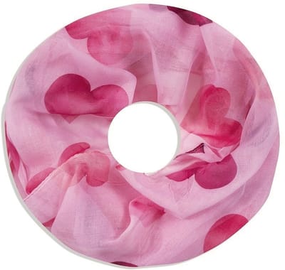 Dunne Colsjaal - Harten Print - Roze - 77 x 48 cm (24014#)