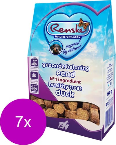 Renske Gezonde Beloning Hartjes 150 g - Hondensnacks - 7 x Eend
