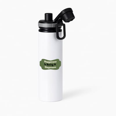 Hacebo® - happiness is being a stepmom waterfles met draaidop grijs - Moeder - de liefste stiefmoeder - Moeder cadeautjes - moederdag - verjaardag - geschenk - kado - water fles - 850ML