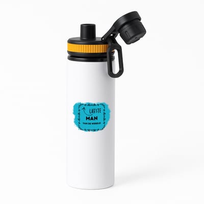 Hacebo® - liefste man van de wereld waterfles met draaidop oranje - Vriend/vriendin - de liefste man - valentijnsdag - verjaardag - cadeautje voor vriendje - kado - geschenk - water fles - 850ML