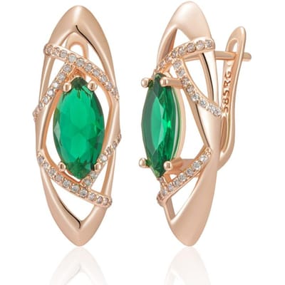 Smaragd Ovaal Geslepen Zirkonia Geometrische Druppels Oorbellen Voor Vrouwen Mode Roségoud Kleur Bruids Accessoires Vintage Sieraden beige
