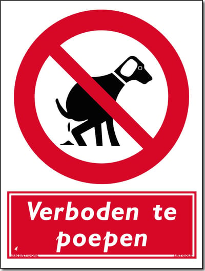 Hondenpoep bord - Verboden te poepen - Aluminium - 30 x 40 cm - Weerbestendig