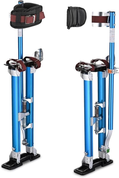 Gipsplaten Stelten - Verstelbaar Aluminium - Hoge Werkzaamheden - Dubbele Veer Actie - 24-40 Inch - Blauw