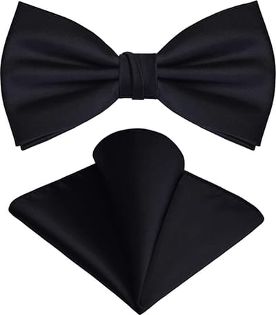 Sorprese Vlinderdas inclusief Pochet - 100% zijden - Zwart - Vlinderstrik - Strik - Pochette - vlinderdassen