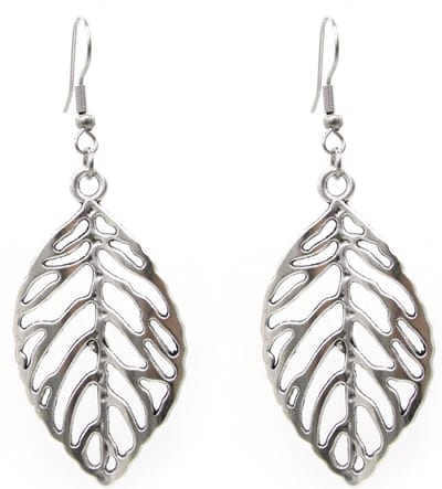 Oorbellen oorhangers met zilverkleurig blad blaadje 5cm