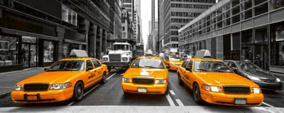 Fotobehang - Yelow Taxi 375x150cm - Vliesbehang