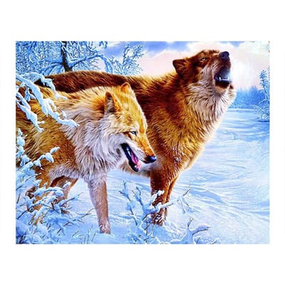 Wolf Sneeuw scène Diamond Schilderen dier Ronde Volledige Boor 5D DIY Mozaïek Borduren Kruissteek 20X30CM brown