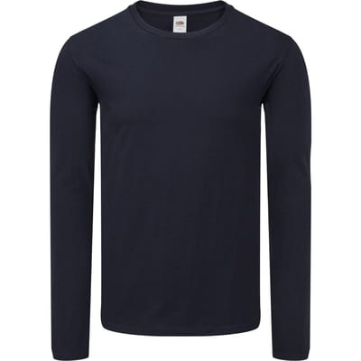 Fruit of the Loom Unisex Adult Iconic T-shirt met lange mouwen (Deep Navy)
