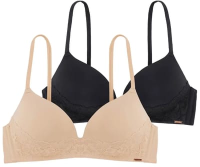 Dorina 2-pack voorgevormde BH zonder beugel - Fili Lace - Kanten T-shirt bh zonder vulling - 70A - Zwart
