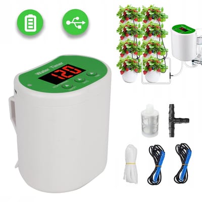 Slimme Planten Waterpomp Met LED-Scherm - USB-C Oplaadbaar 2000 mAh - Interval Van 1 Uur Tot 60 Dagen Volume Van 10-990 ml - Filter En Anti-Verstoppingsfunctie - Wit