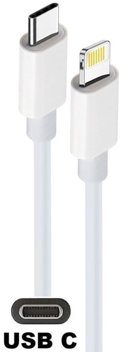 OneOne USB C naar Lightning kabel. 1,0m witte laadkabel. Oplaadkabel past op Apple iPhone 13 Mini, iPhone 13 Pro, iPhone 13 Pro Max, iPhone 14, iPhone 14 Plus, iPhone 14 Pro, iPhone 14 Pro Max