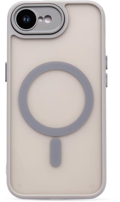 Casemania Hoesje Geschikt voor Apple iPhone 16e - Grijs - Matte Armor Back Cover - Geschikt voor MagSafe