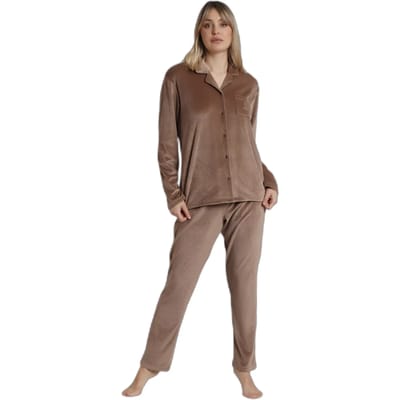 Gestreepte lange mouwen open pyjama voor dames Admas Classic Relax Home