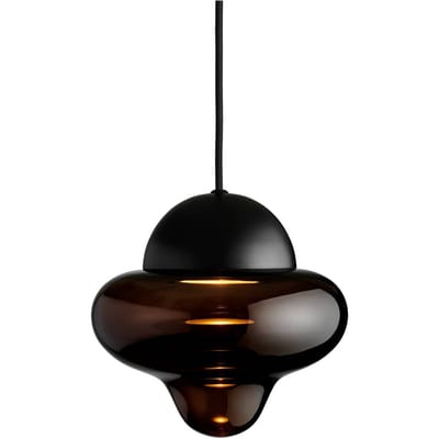 DESIGN BY US LED hanglamp Nutty, bruin/zwart, Ø 18,5 cm, glas