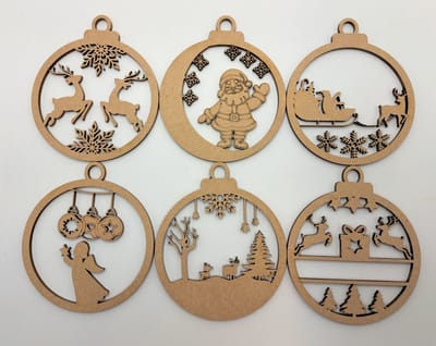 Houten Kerstballen - Kerst decoratie - Houten kerstornament - Kerstfiguren