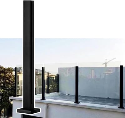 Glazen Balustrade Palen - Trappen Balustrade - Veilige Omheining - Zwart Metalen Systeem - Extra Hoog - Zwart