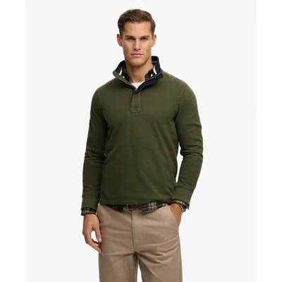 Superdry Cotton Classics Jersey Sweatshirt Met Halve Rits Khaki Grootte: L