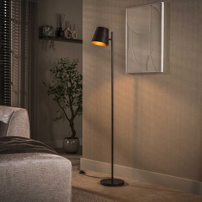 PS-Collection Vloerlamp Flex 1-Lichts - Metaal Urban Bruin - vloerlampen woonkamer, vloerlamp zwart, vloerlamp industrieel, vloer lamp, vloerlampen landelijk, staande lampen woonkamer, staande lampen, staande lamp industrieel