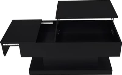 Moderne Salontafel - Zwarte Koffietafel - Hydraulische Lift Top - LED Verlichting - Verborgen Opbergruimte - Woonkamer - 100x50x45 cm - Hoogglans Zwart