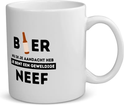 Akyol - bier, nu ik je aandacht heb je bent een geweldige neef koffiemok - theemok - Neef - de beste neef - verjaardagscadeau - verjaardag - cadeau - cadeautje voor neef - neef artikelen - kado - geschenk - gift - 350 ML inhoud