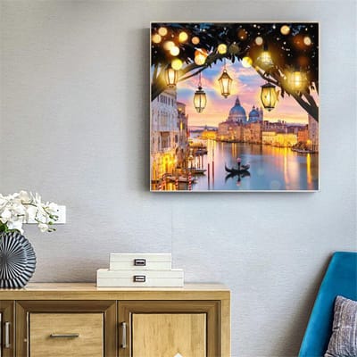 Diamant schilderij landschap diamant mozaïek landschap diamant borduurwerk steentjes kraal foto kits 30x30CM gray