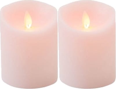 2x Roze LED kaars / stompkaars 10 cm - Luxe kaarsen op batterijen met bewegende vlam