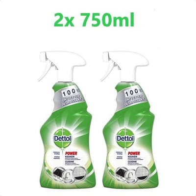 Dettol Keuken - Allesreiniger - Spray -100% Ontvetter - 2 x 750ml