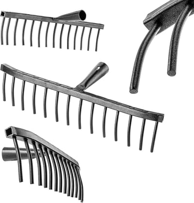 KADAX Tuinhark van staal, steenhark, hark zonder steel, robuuste rekenkop, hark, tuingereedschap (rechthoekig, 14 tanden)