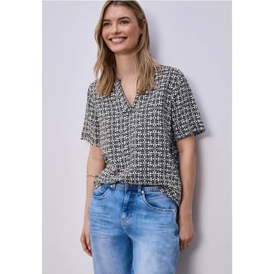Blouse met korte mouwen en omslag
