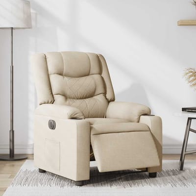 vidaXL - Fauteuil - verstelbaar - elektrisch - stof - crèmekleurig