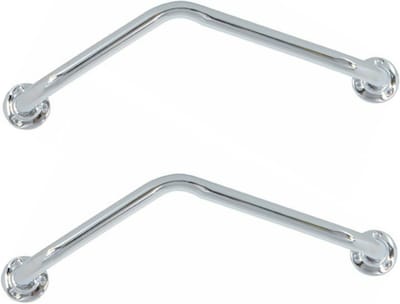 MSV Badkamer/douche wand/muur hoekbeugel handgreep - 2x - rvs metaal - zilver - 54 cm - Extra houvast