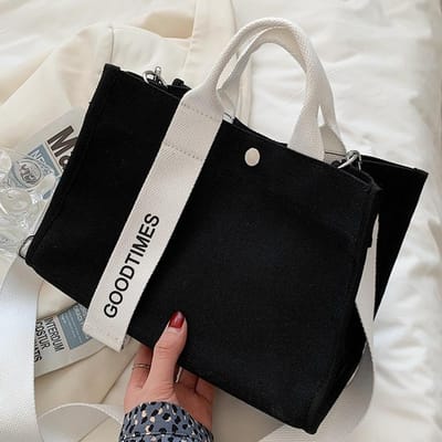 Canvas Tas Niche Design Effen Kleur Letters Handwas Crossbody Tas gray