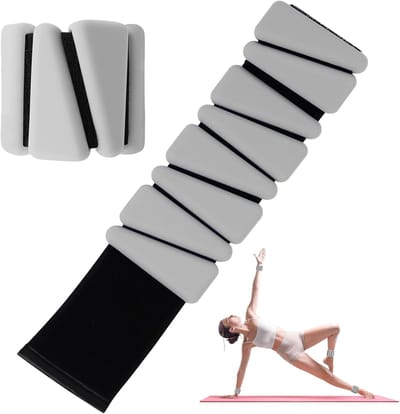 Polsgewichten, set van 2, verstelbare siliconen trainingsgewichten voor vrouwen en mannen, draagbare enkel-/polsgewichten, geschikt voor yoga, dans, pilates, zwembadoefeningen en joggen, 0,9 kg（donkergrijs）