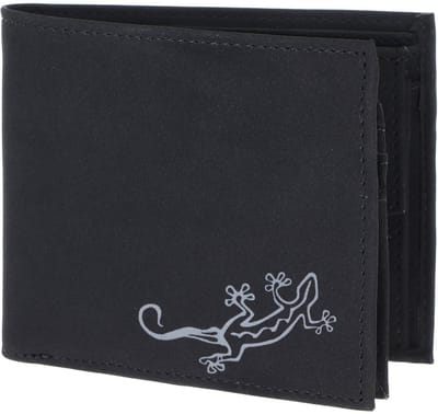 oxmox portemonnee New Cryptan RFID Protect Querscheinbörse Lizard Print Grey Black zwart