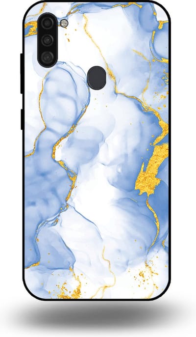 Smartphonica Telefoonhoesje Geschikt voor Samsung Galaxy A11 met Lichtblauw Goud Marmer Opdruk - TPU Backcover Case Lightblue Gold Marble Design geschikt voor Samsung Galaxy A11