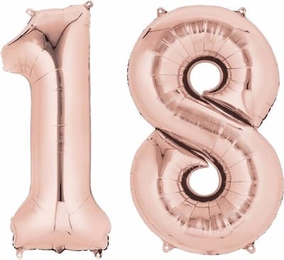 18 jaar verjaardag - Folie ballon cijfers - rose goud - 88 cm - versiering - feestarteikelen