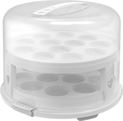 Rotho Fresh taartdoos XL met trays - BPA vrij - afsluitbare clips - ook geschikt voor cupcakes - handig mee te nemen door handgreep -wit