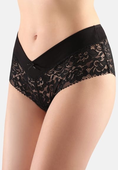 Bellivalini Dames Hipster Hot Pants met Kanten – Ondergoed – Zwart-5 – L - BLV-GAB-155