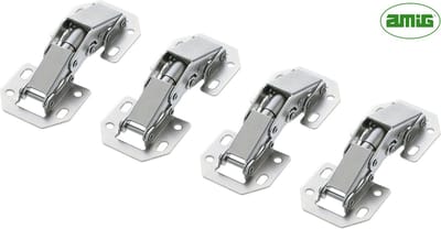 AMIG Kastscharnier Meubelscharnier met veer 75mm – 4 stuks – Easy-ON - Vernikkeld Staal – 90 graden – inkl. Schroeven