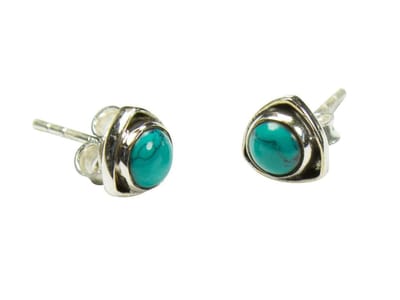 Zilveren knop oorbellen Turkoois (gekleurd Howliet) 925 zilver