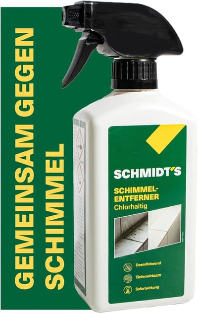 Schmidt's schimmelverwijderaar op chloorbasis 500 ml – Professionele schimmelspray voor badkamers, muren, tegels en voegen – met actief chloor – Extra sterk tegen schimmel – Ook geschikt als voegenreiniger – Gemaakt in Duitsland