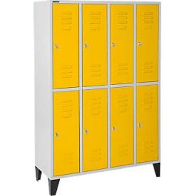 Schäfer Shop Select Kledinglocker, 4 x 2 compartimenten, met poten, cilinderslot, deur geel