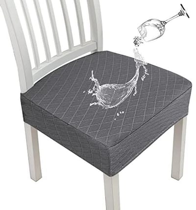 Waterdichte stoelstoelhoezen voor eetkamerstoelen - stretch stoelhoezen, afneembare en wasbare kussens (donkergrijs, set van 4)