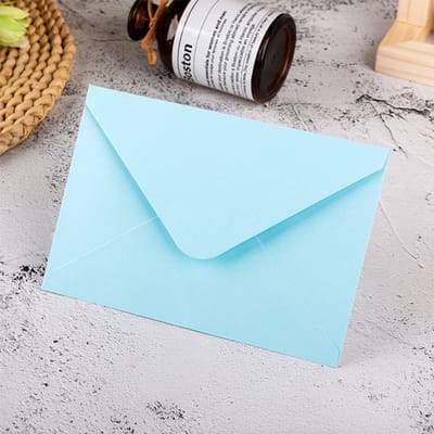 Verpakking van 50 mini-enveloppen van kraftpapier – klein formaat 16x11 cm, perfect voor visitekaartjes, cadeaus, zaadpakketjes, sieraden en kleine aandenkens, Lichtblauw