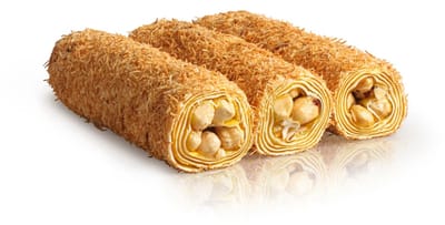 Kadayif Citroen-Hazelnoot Wrap Turks Fruit ( Handgemaakt) 250 gr - Kadayif Limonlu Findikli Sarma Lokum Turk Lokumu (El Yapimi) Kadayif Lemon Hazelnut Wrap Turkish Delight (Handmade)