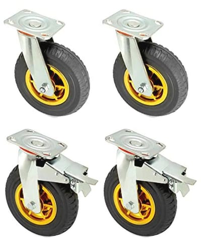 Zwaarlastwielen 200mm - 4 stuks - tot 280 kg per wiel - schokdempende zwenkwielen voor meubeltransport